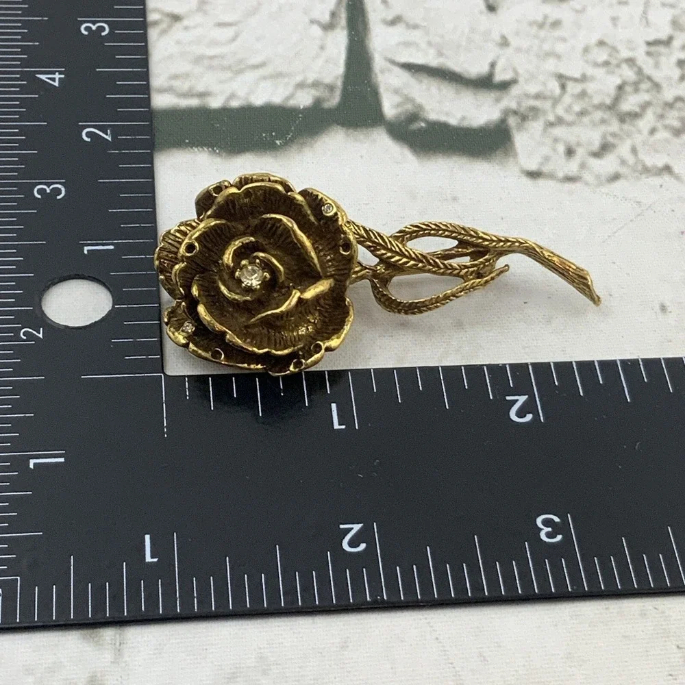 Vintage‎ Goldette Rose Brooch Gold Toned Beautiful 2.5